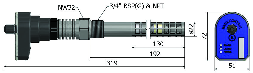 HBX Rod 3 4 tommer Ø22mm L192mm