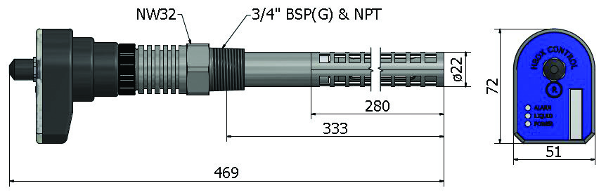 Mål HBX Rod 3 4 tommer Ø22mm L300mm